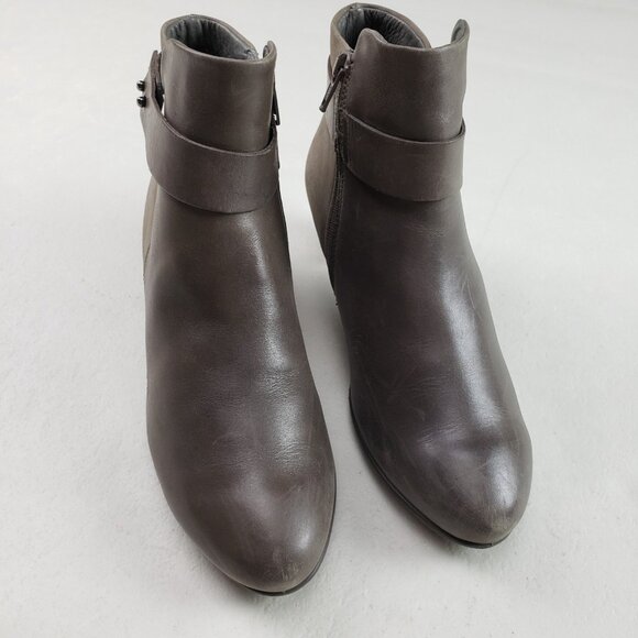 Ecco Sculptured 45 Ankle Bootie Womens 5-5.5 EU 36 Gray Leather Side Zip Heeled - Picture 3 of 14